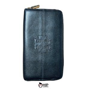 Tory Burch Stacked T Leather Zip Around Continental Wallet
